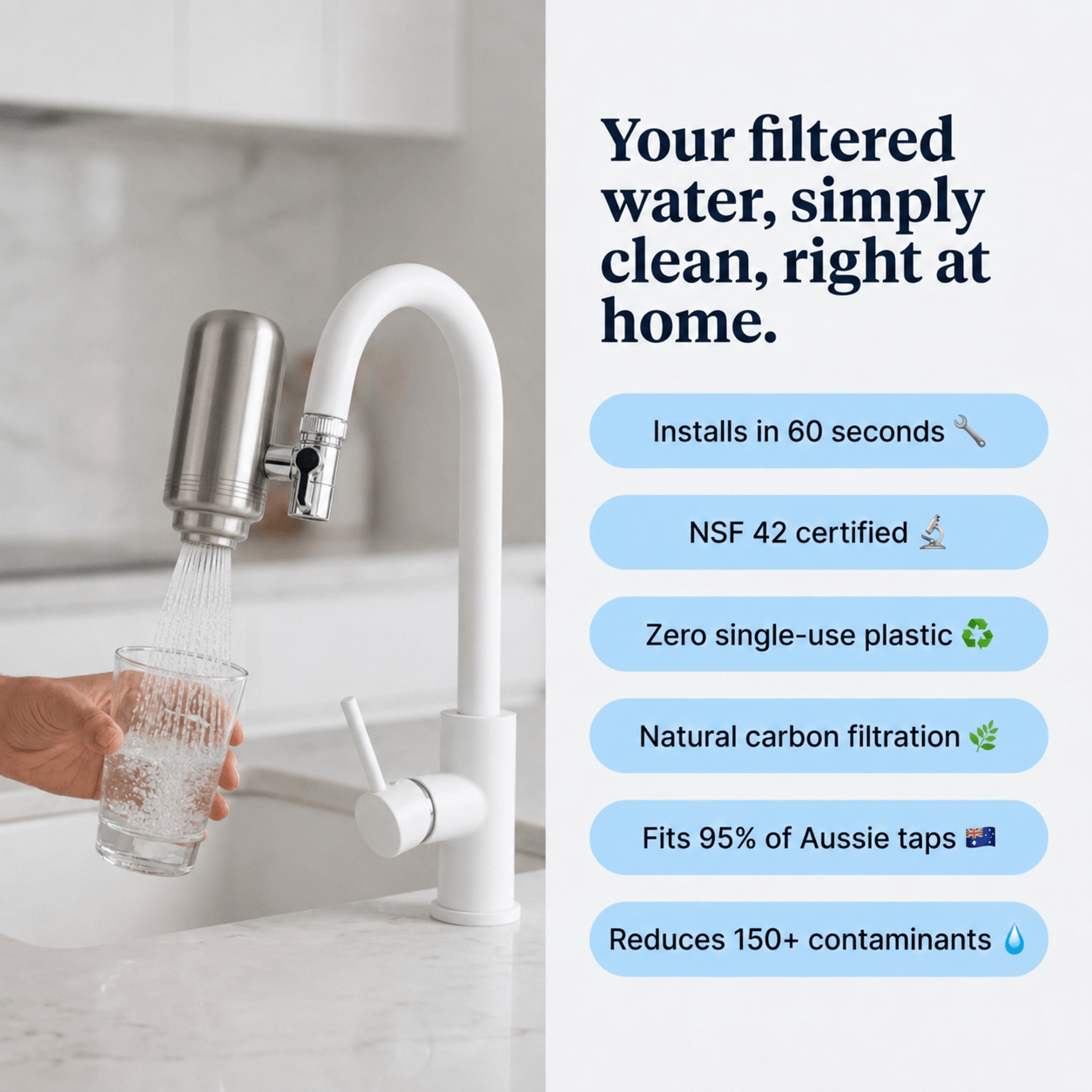 NSF42 Tap Water Filter Unit + 5 Free Filters